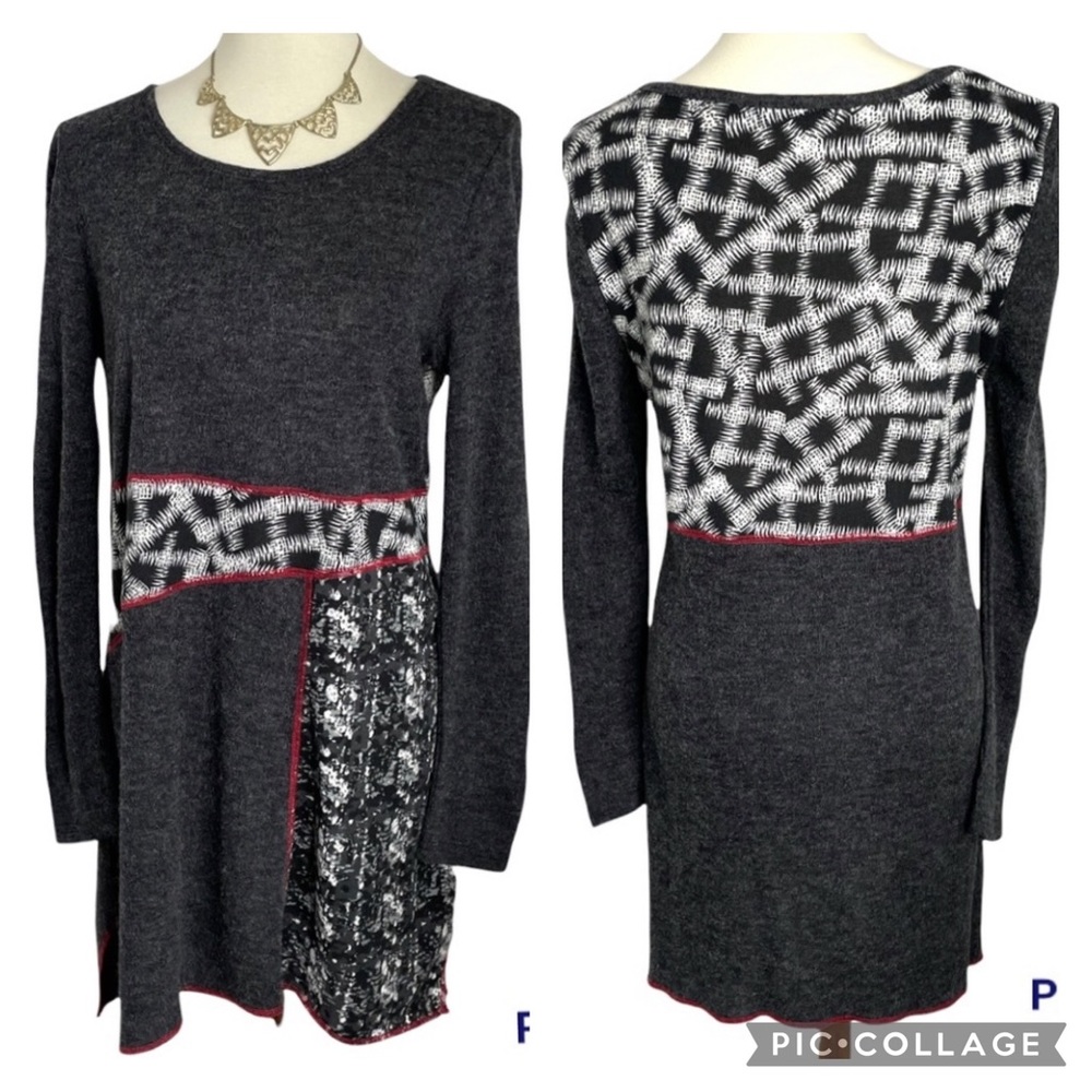 High Secret Dress Long Sleeve Multi-pattern Sz L
